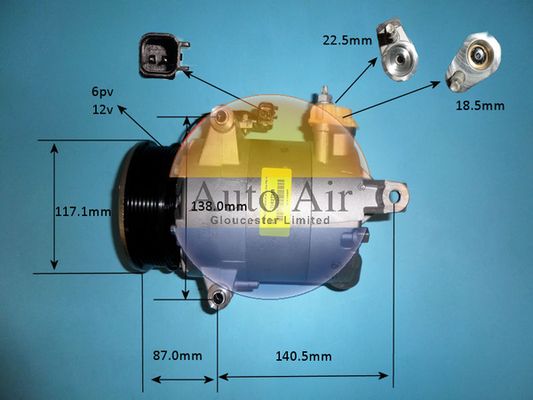 Auto Air 14-1835 A/C Air Con Compressor Air Conditioning 12V Voltage Fits Ford