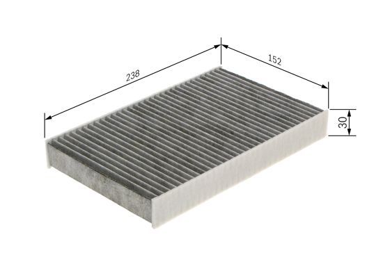 BOSCH 1987435574 Cabin Air Filter 238mm Activated Carbon Fits Nissan Renault
