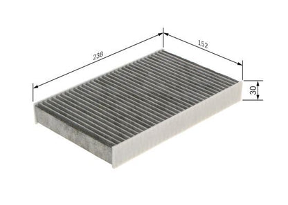 BOSCH 1987435574 Cabin Air Filter 238mm Activated Carbon Fits Nissan Renault