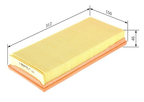 BOSCH 1987429152 Air Filter 312mm Length Insert Fits Toyota Avensis Carina E