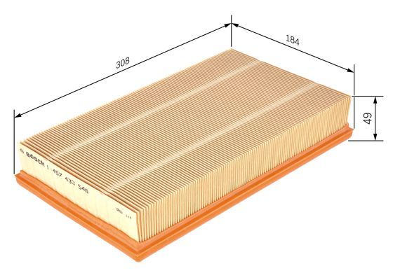 BOSCH 1457433546 Air Filter 308mm Length Insert 49mm Height Fits Jaguar XJ XK8