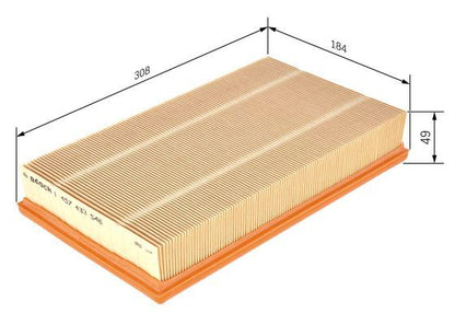 BOSCH 1457433546 Air Filter 308mm Length Insert 49mm Height Fits Jaguar XJ XK8