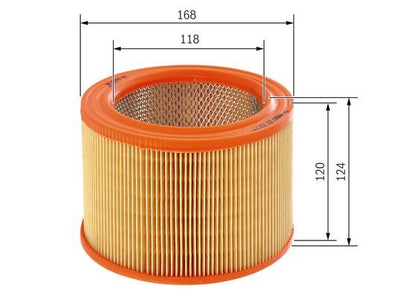 BOSCH 1457433544 Air Filter 168mm Outer Ø 124mm Height Fits Citroën Peugeot