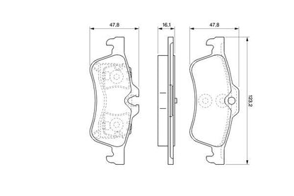 BOSCH 0986494063 Brake Pad Set For Disc Brake Rear 16.1mm Thickness Fits Mini