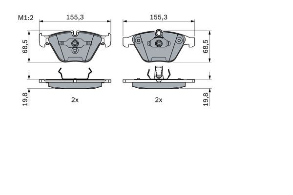 BOSCH 0986494036 Brake Pad Set For Disc Brake 19.8mm Thickness Fits BMW