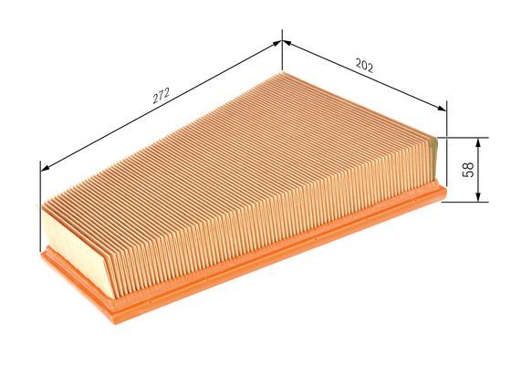 BOSCH 1457433555 Air Filter 272mm Length Insert 58mm Height Fits Citroën Peugeot