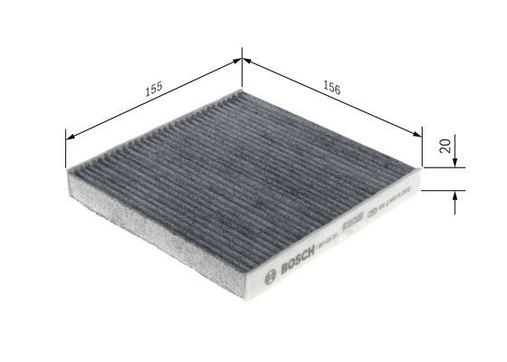 BOSCH 1987435051 Cabin Air Filter 155mm Activated Carbon Fits Daihatsu Sirion