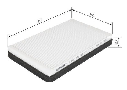 BOSCH 1987432062 Cabin Air Filter 253mm Length Particulate 30mm Height For Volvo