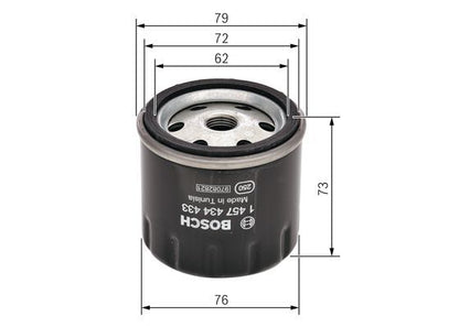BOSCH 1457434433 Fuel Filter Spin-On 76mm Ø 73mm Height Fits Piaggio Quargo