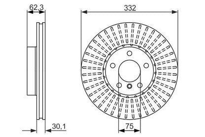 BOSCH 0986479624 Brake Disc Front Vented 332mm Outer Diameter Fits BMW X5 X6