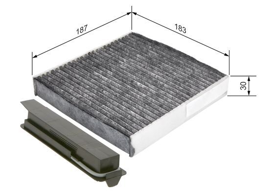 BOSCH 1987435501 Cabin Air Filter 205.5mm 28mm Height Fits Dacia Nissan Renault