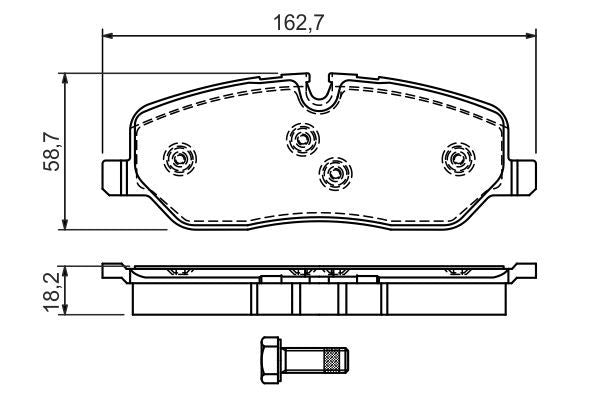 BOSCH 0986494147 Brake Pad Set For Disc Front 18.2mm Thickness Fits Land Rover