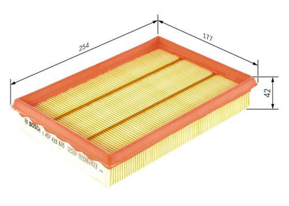 BOSCH 1457433605 Air Filter 254mm Length Insert 42mm Height Fits Ford Mazda
