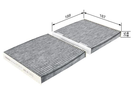 BOSCH 1987432542 Cabin Air Filter 188mm Length Activated Carbon Fits BMW X3 X4