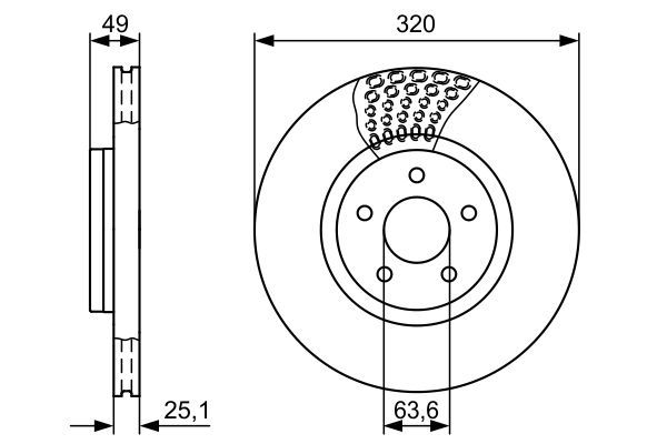 BOSCH 0986479660 Brake Disc Front Vented 320mm Outer Diameter Fits Ford