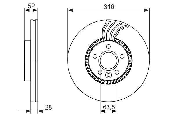 BOSCH 0986479620 Brake Disc Front Vented 316mm Outer Ø For Ford Land Rover Volvo