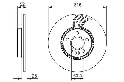 BOSCH 0986479620 Brake Disc Front Vented 316mm Outer Ø For Ford Land Rover Volvo