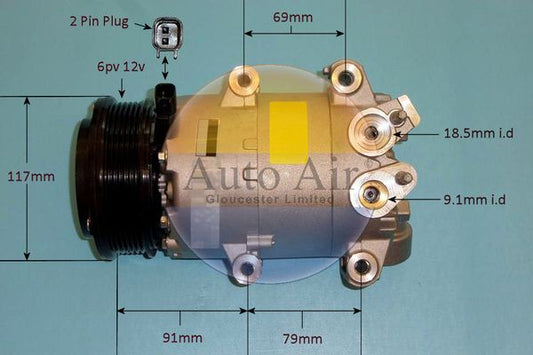 AUTO AIR 14-1060 Air Conditioning Compressor A/C Air Con Replacement 12V Voltage