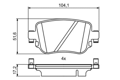 BOSCH 0986494797 Brake Pad Set For Disc Brake Rear Fits Audi Seat Skoda VW