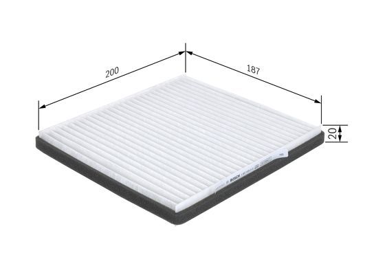BOSCH 1987435013 Cabin Air Filter 200mm Length Particulate Fits Chevrolet Spark