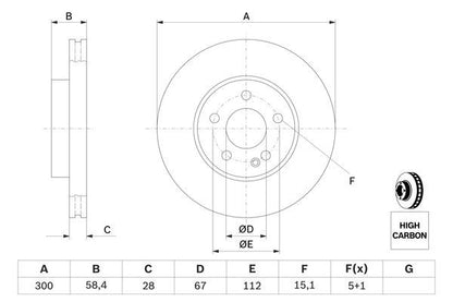 BOSCH 0986479137 Brake Disc Front Vented 300mm Outer Ø Fits Mercedes-Benz