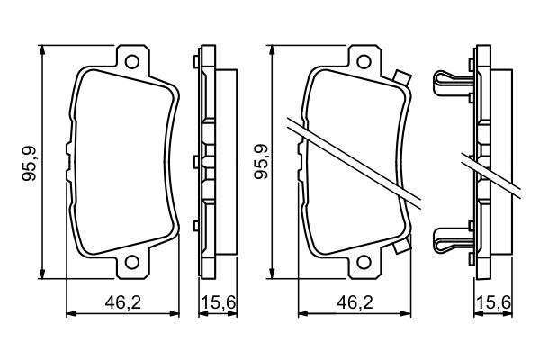 BOSCH 0986494249 Brake Pad Set For Disc Rear 15.6mm Thickness Fits Honda Civic