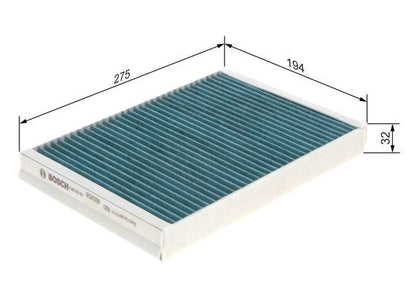 BOSCH 0986628561 Cabin Air Filter 275mm 32mm Height Fits Jaguar Land Rover Volvo