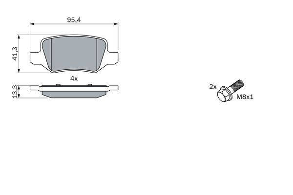 BOSCH 0986494023 Brake Pad Set For Disc Brake Rear 13.3mm Thickness Fits B-Class