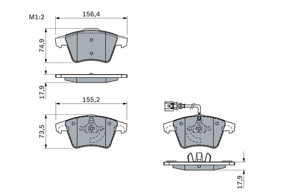 BOSCH 0986494107 Brake Pad Set For Disc Brake Front Low-Metallic Fits VW