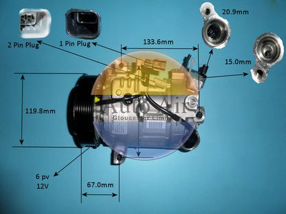 AUTO AIR 14-0804 Air Conditioning Compressor Fits Nissan Qashqai X-Trail