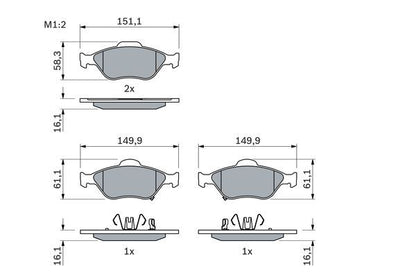BOSCH 0986494101 Brake Pad Set For Disc Brake Front Fits Daihatsu Toyota