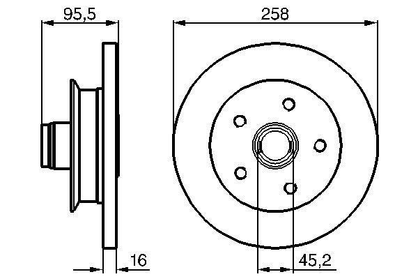 BOSCH 0986478224 Brake Disc Front Fits VW Transporter Transporter / Caravelle