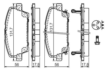 BOSCH 0986494136 Brake Pad Set For Disc Front 17.8mm Thickness Fits Honda Civic