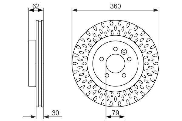 BOSCH 0986479578 Brake Disc Front Vented 360mm Outer Ø Fits Land Rover Lexus