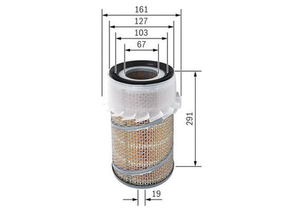 BOSCH 1457429933 Air Filter Rear 161mm Outer Ø Insert Fits Mitsubishi Nissan