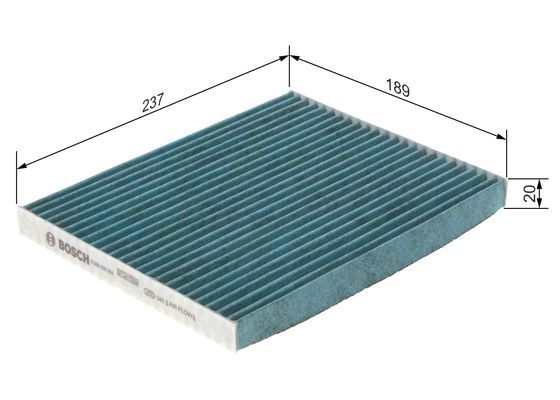 BOSCH 0986628554 Cabin Air Filter 236.5mm Length 20mm Height Fits Hyundai Kia