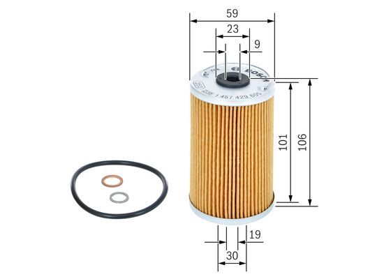 BOSCH 1457429605 Oil Filter 59mm Outer Ø Insert Fits Mercedes-Benz Puch