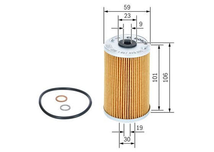 BOSCH 1457429605 Oil Filter 59mm Outer Ø Insert Fits Mercedes-Benz Puch