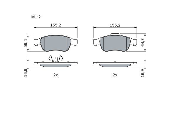 BOSCH 0986494441 Brake Pad Set For Disc Front 16.9mm Thickness For Dacia Renault