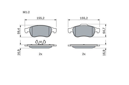 BOSCH 0986494441 Brake Pad Set For Disc Front 16.9mm Thickness For Dacia Renault