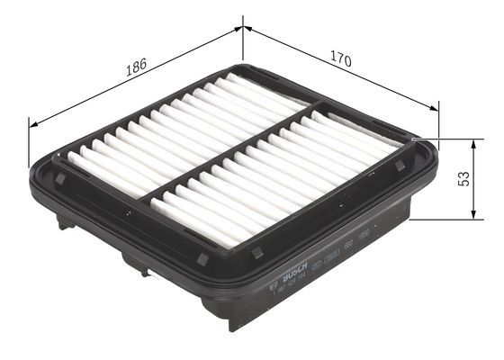 BOSCH 1987429164 Air Filter 186mm Length Insert 53mm Height Fits Daihatsu Toyota