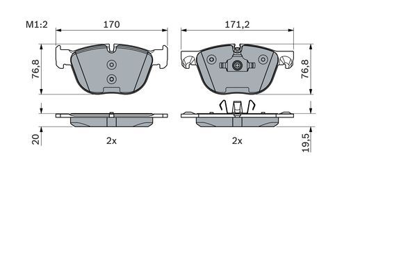 BOSCH 0986494191 Brake Pad Set For Disc Brake Front 76.8mm Height Fits BMW X5 X6