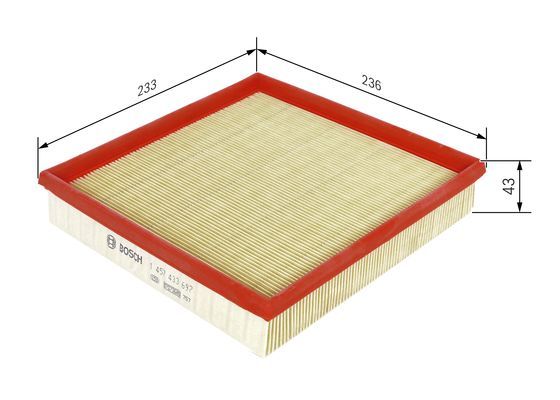 BOSCH 1457433697 Air Filter 233mm Length 42.5mm Height Fits BMW 3 Series Z3