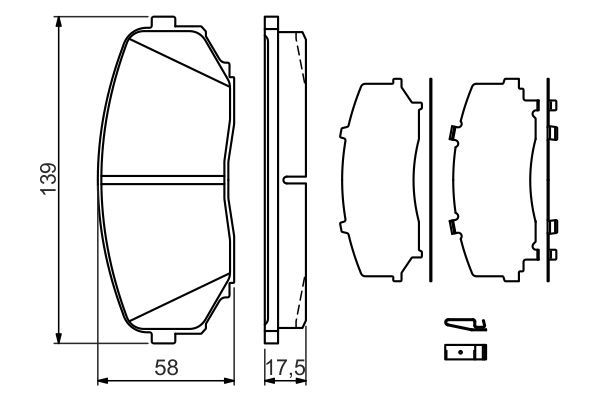 BOSCH 0986494375 Brake Pad Set For Disc Brake Front Fits Mazda Mitsubishi