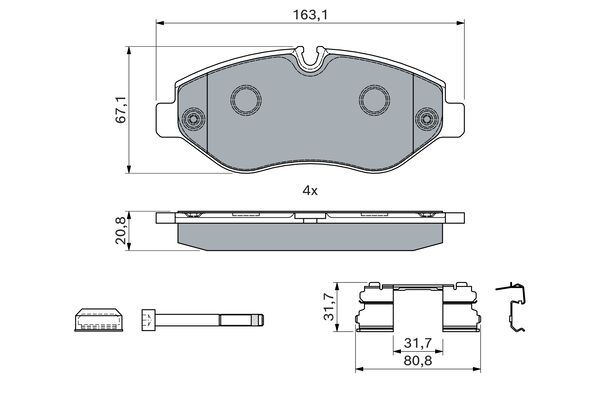 BOSCH 0986494121 Brake Pad Set For Disc 20.7mm Thickness Fits MERCEDES-BENZ VW