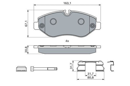 BOSCH 0986494121 Brake Pad Set For Disc 20.7mm Thickness Fits MERCEDES-BENZ VW