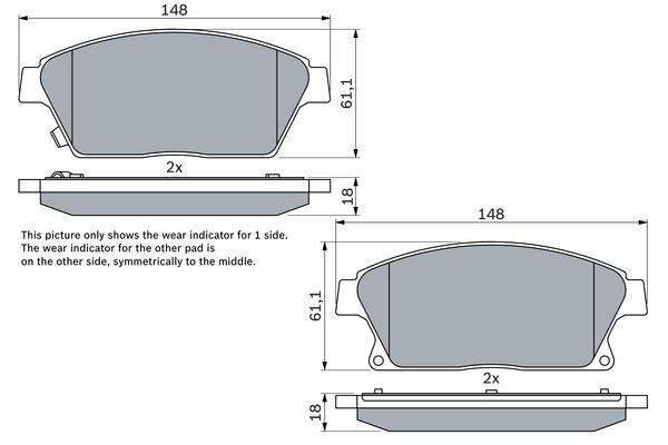 BOSCH 0986494434 Brake Pad Set For Disc Brake Front Fits Chevrolet Opel Vauxhall