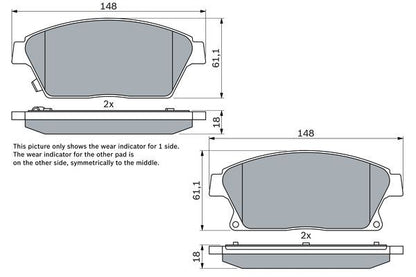 BOSCH 0986494434 Brake Pad Set For Disc Brake Front Fits Chevrolet Opel Vauxhall