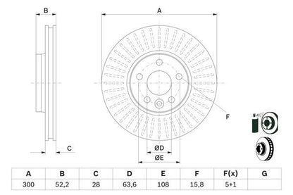 BOSCH 0986479974 Brake Disc Front Vented 300mm Outer Ø For Ford Land Rover Volvo