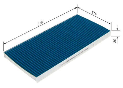BOSCH 0986628585 Cabin Air Filter 359mm Length Fits Audi Cupra Skoda VW